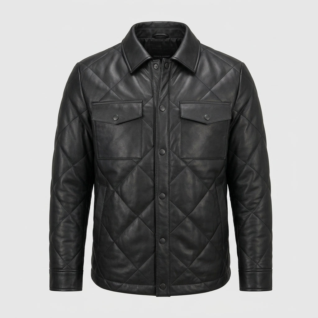 Men’s Black Quilted Lambskin Leather Jacket