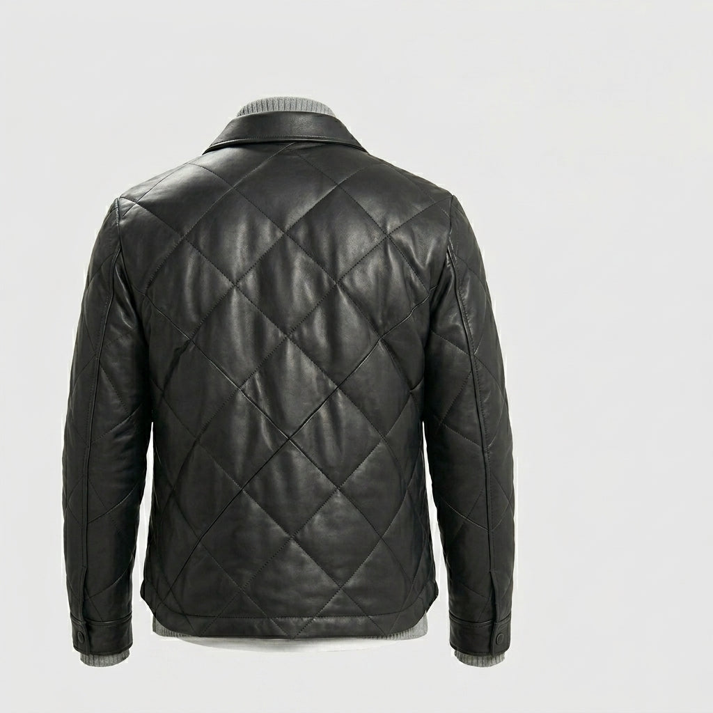 Men’s Black Quilted Lambskin Leather Jacket