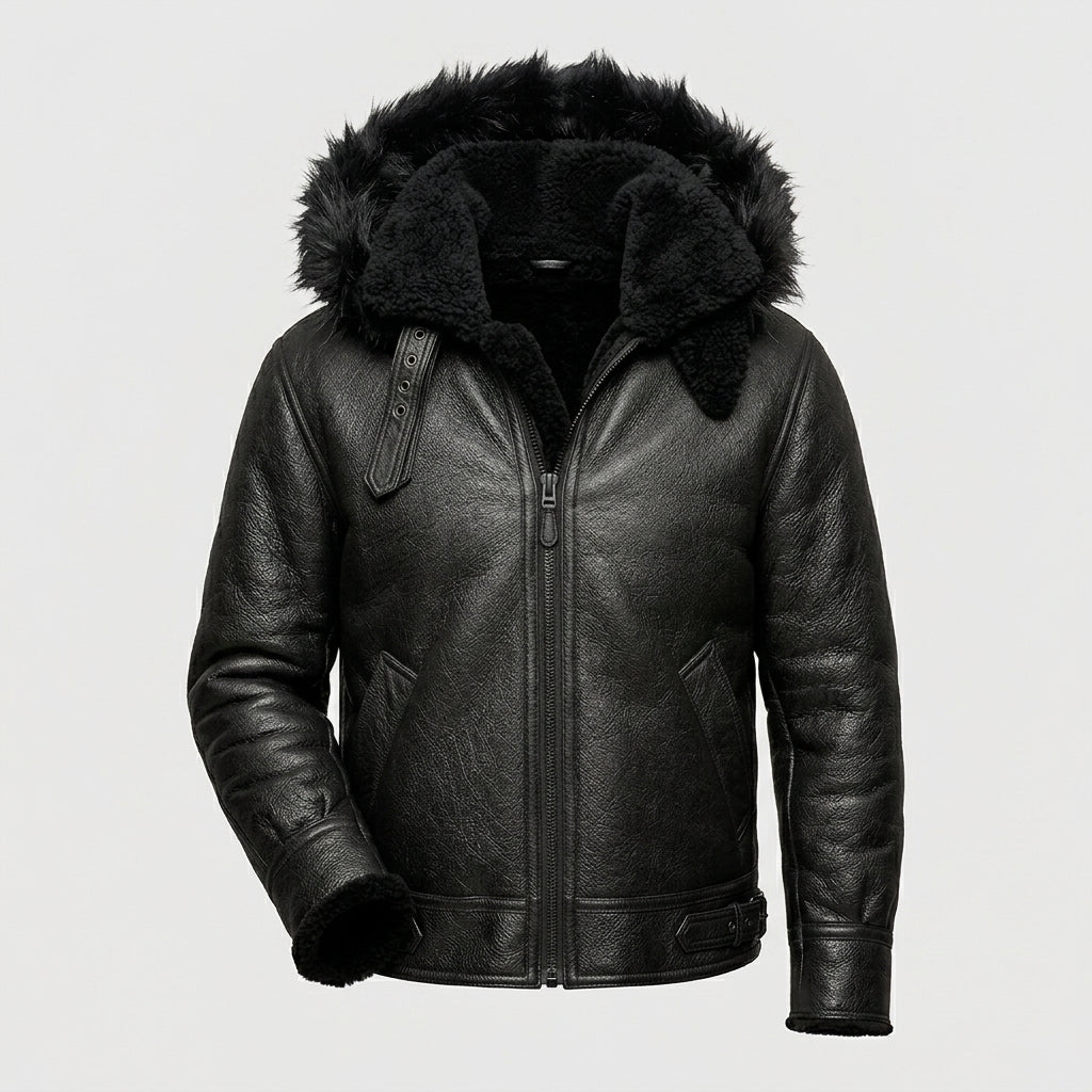 Men’s Black Hooded Bomber Jacket
