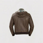 Men’s Brown Hooded Leather Jacket