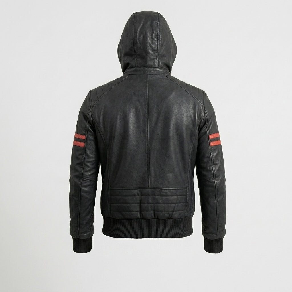 Men’s Black Café Racer Leather Motorcycle Jacket
