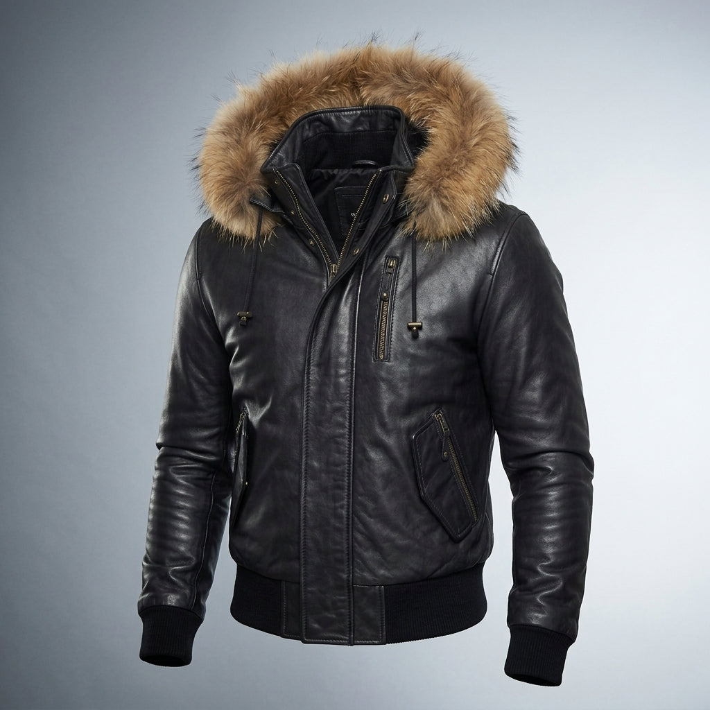 Men’s Vintage Hooded Biker Jacket