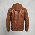 Men’s Waxed Brown Hooded Leather Jacket
