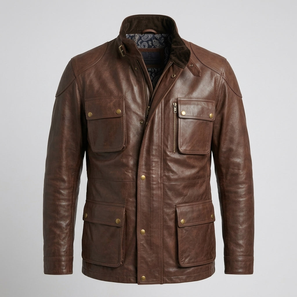 Men’s Custom Made Brown Suede Field Leather Jacket