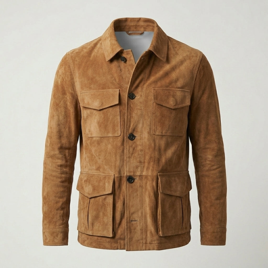 Men’s Brown Suede Field Leather Jacket - Jackets Kingdom