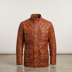 Men’s Light Brown Field Leather Jacket