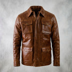Men’s Classic Brown Leather Field Jacket
