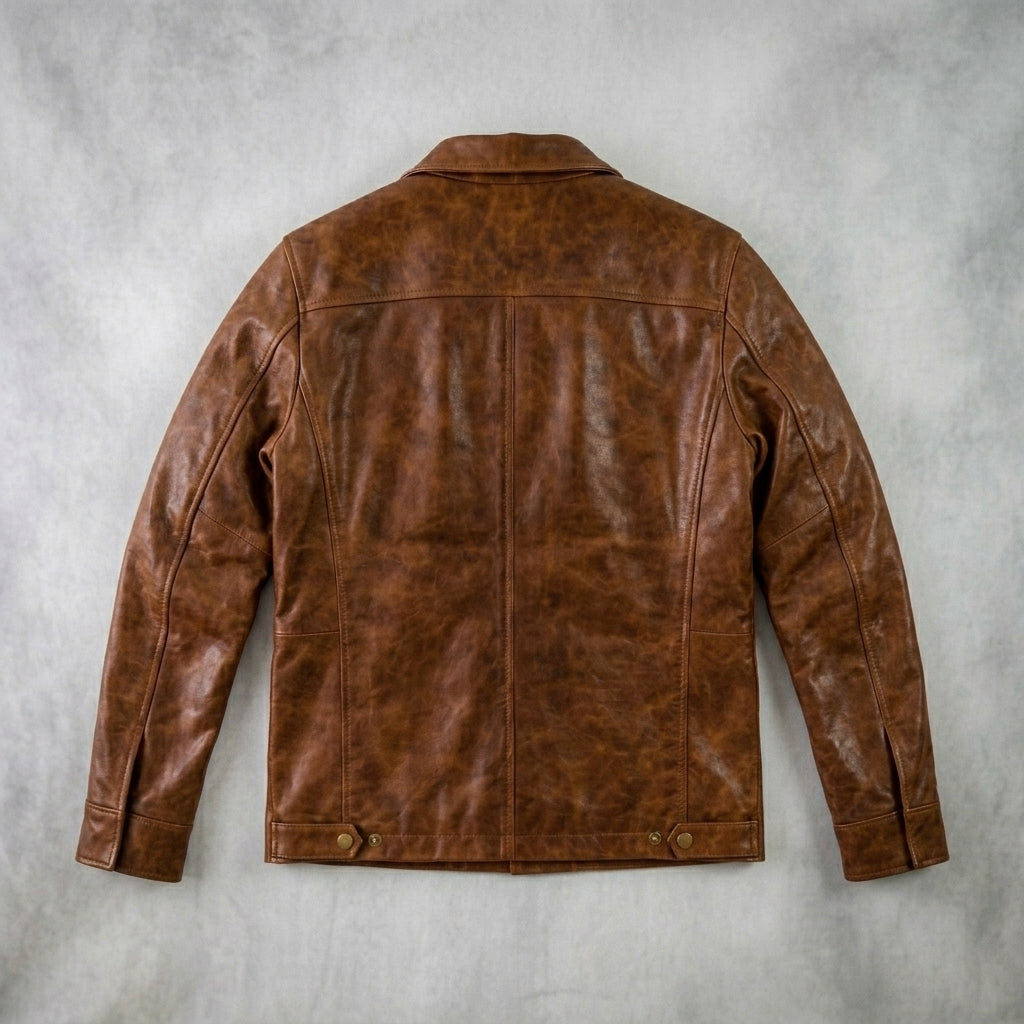 Men’s Classic Brown Leather Field Jacket