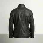Men’s Classic Black Leather Field Jacket