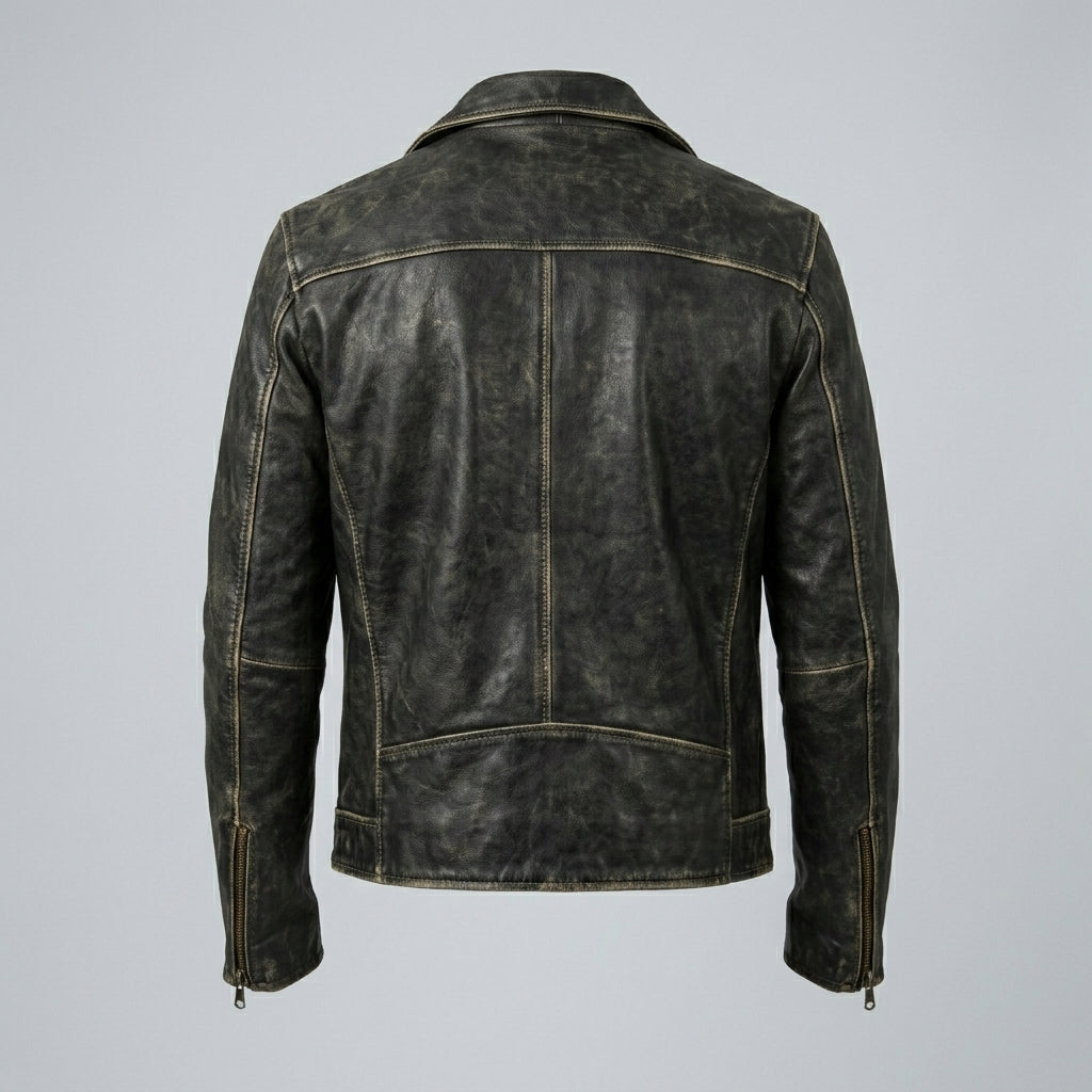 Men’s Black Vintage Rocker Leather Perfecto Jacket