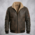 Men’s B3 RAF Aviator Brown Bomber Leather Jacket with Fur