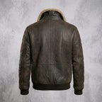 Men’s B3 RAF Aviator Brown Bomber Leather Jacket with Fur