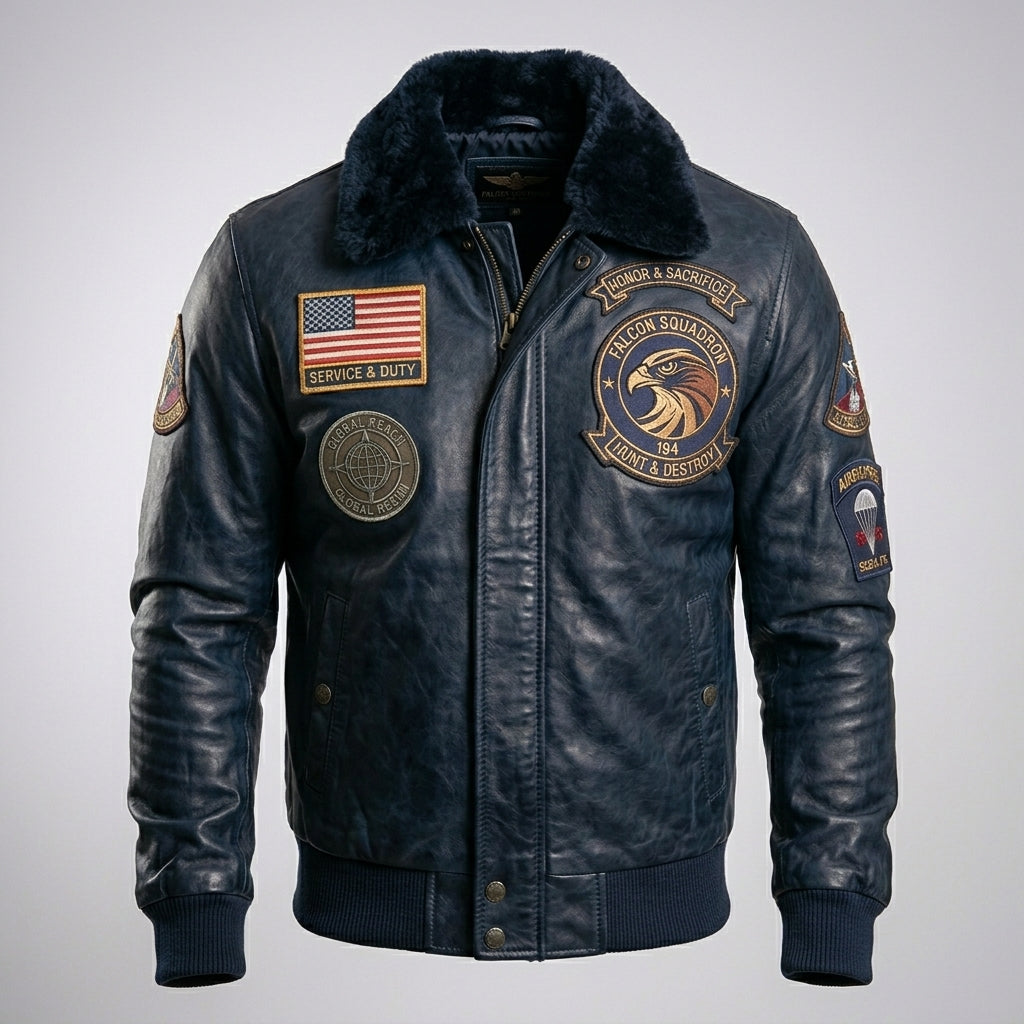 Men’s Royal Air Force Vickers Black Leather Pilot Jacket