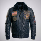 Men’s Royal Air Force Vickers Black Leather Pilot Jacket