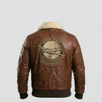 Men’s Distressed Brown Waxed Fighter Leather Jacket