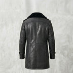 Men’s Black Shearling Long Trench Coat