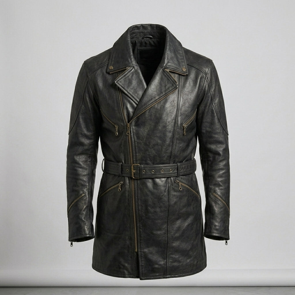 Men’s Black Leather Motorcycle Coat