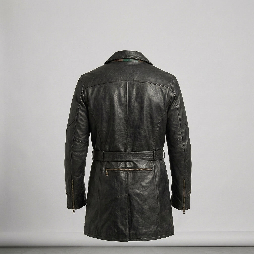 Men’s Black Leather Motorcycle Coat