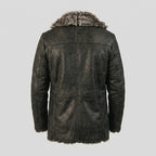 Men’s Leather Trench Coat with Long Fur