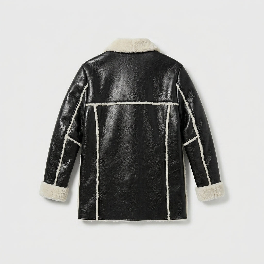 Men’s Long Sheepskin Shearling Trench Jacket