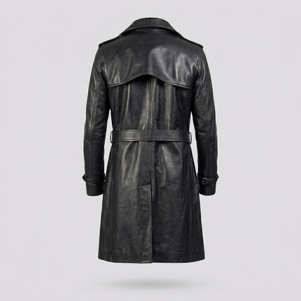 Men’s Premium Cowhide Leather Trench Coat