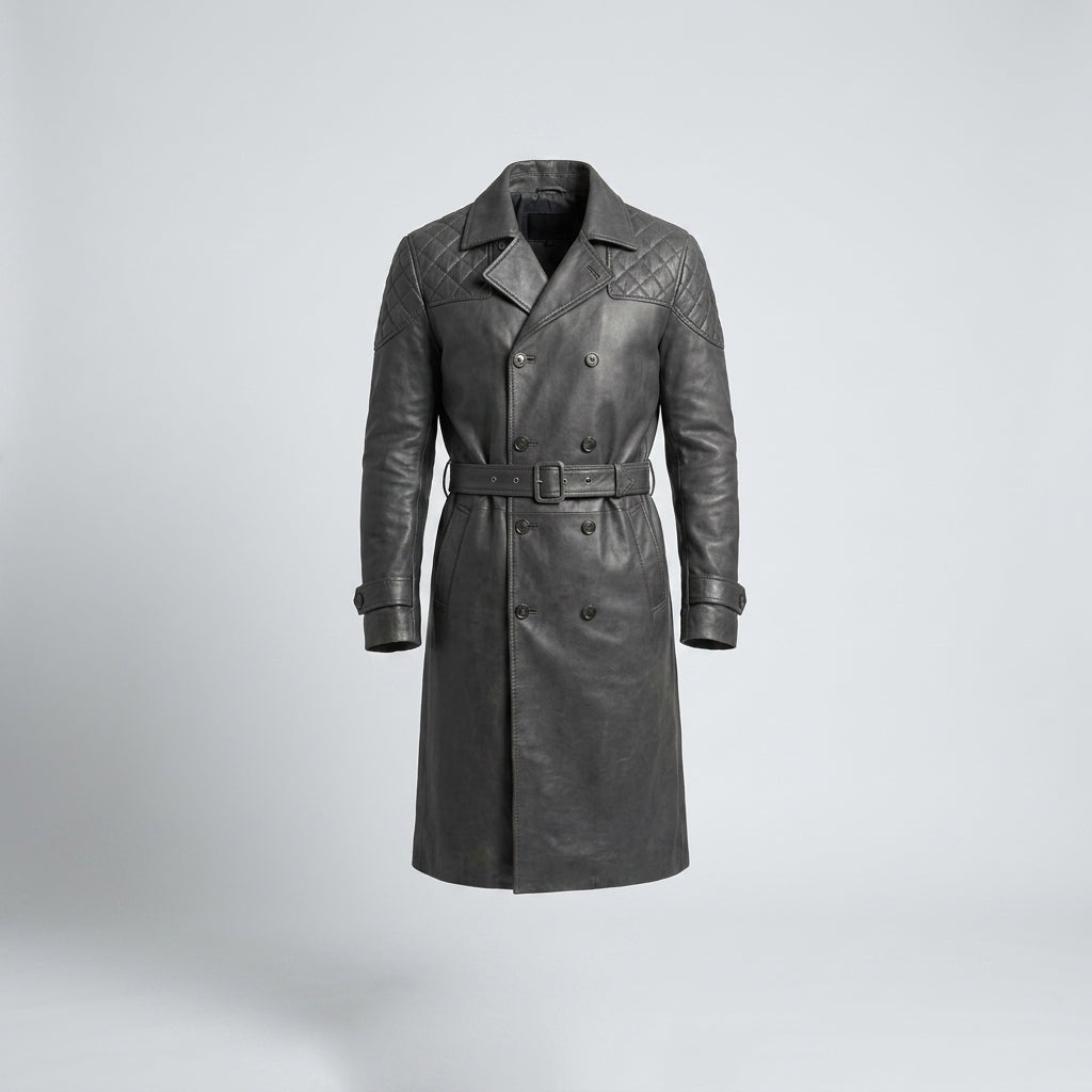 Men’s Royson Black Leather Duster Coat