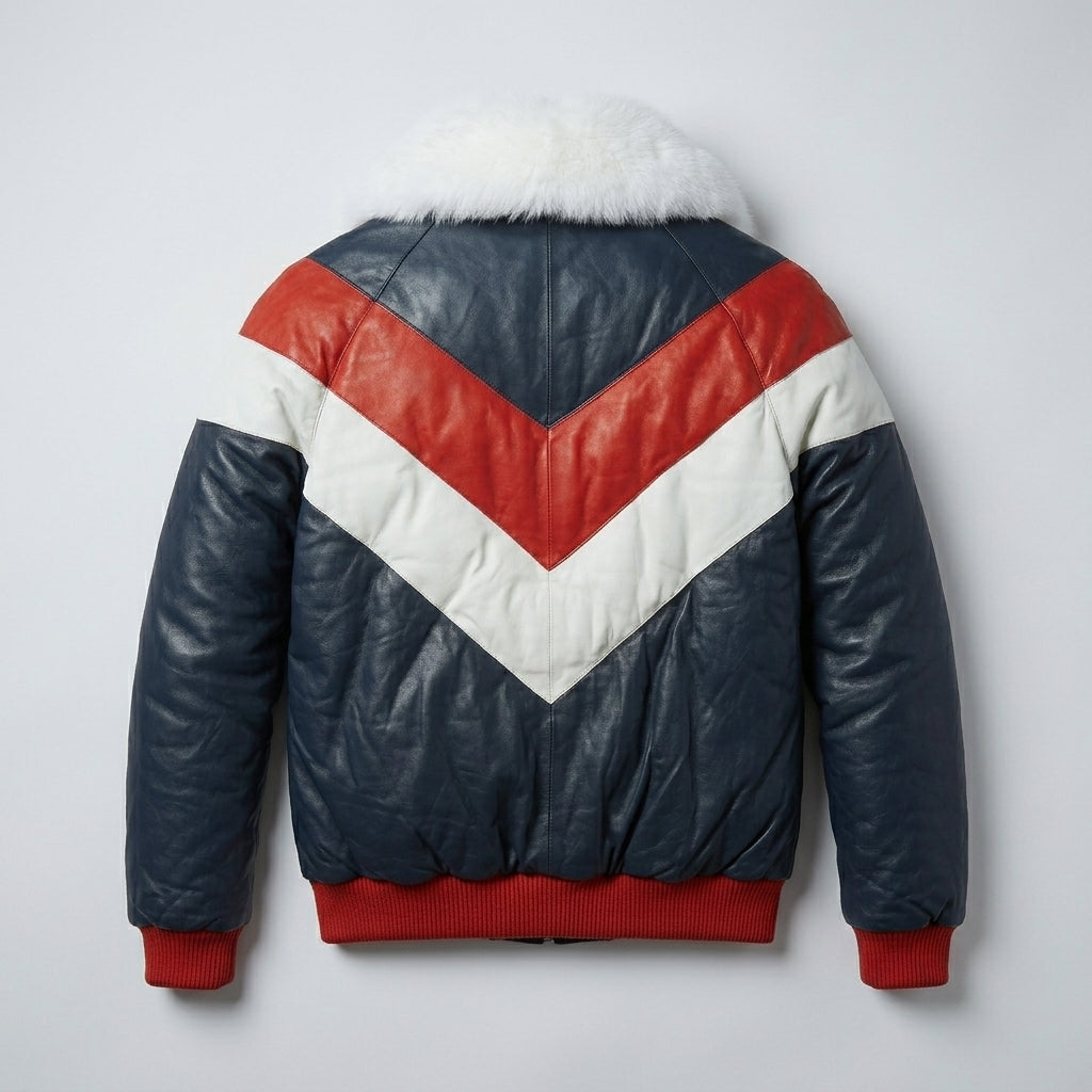 Men’s Shearling Collar Leather Jacket – V-Bomber Aviator Style