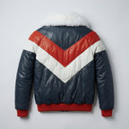 Men’s Shearling Collar Leather Jacket – V-Bomber Aviator Style