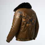 Men’s Shearling Collar Leather Jacket – V-Bomber Aviator Style