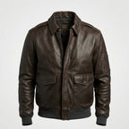 Men’s Pilot Leather Jacket – Classic Aviator Bomber Flight Style
