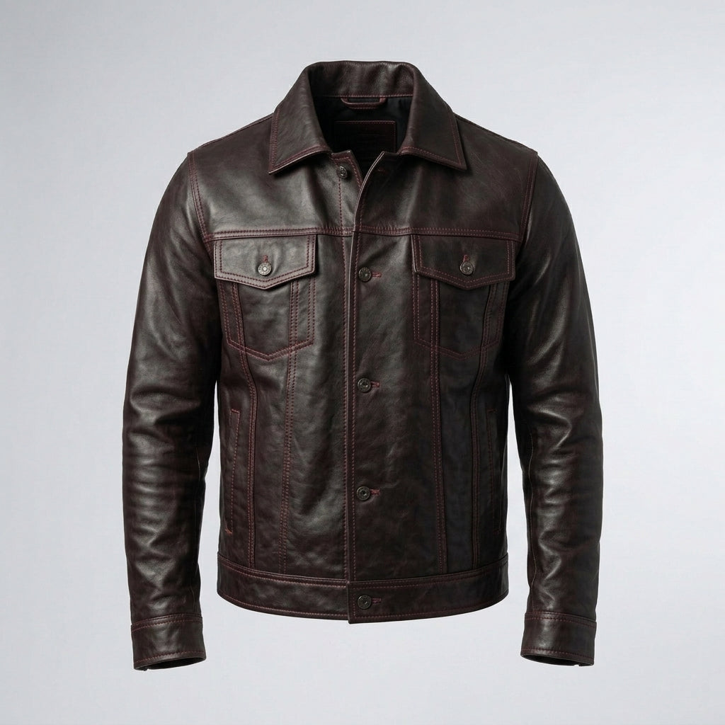 Men’s Black Hooded Leather Jacket
