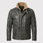 Men’s Air Force Aviator Leather Jacket with Fur Collar