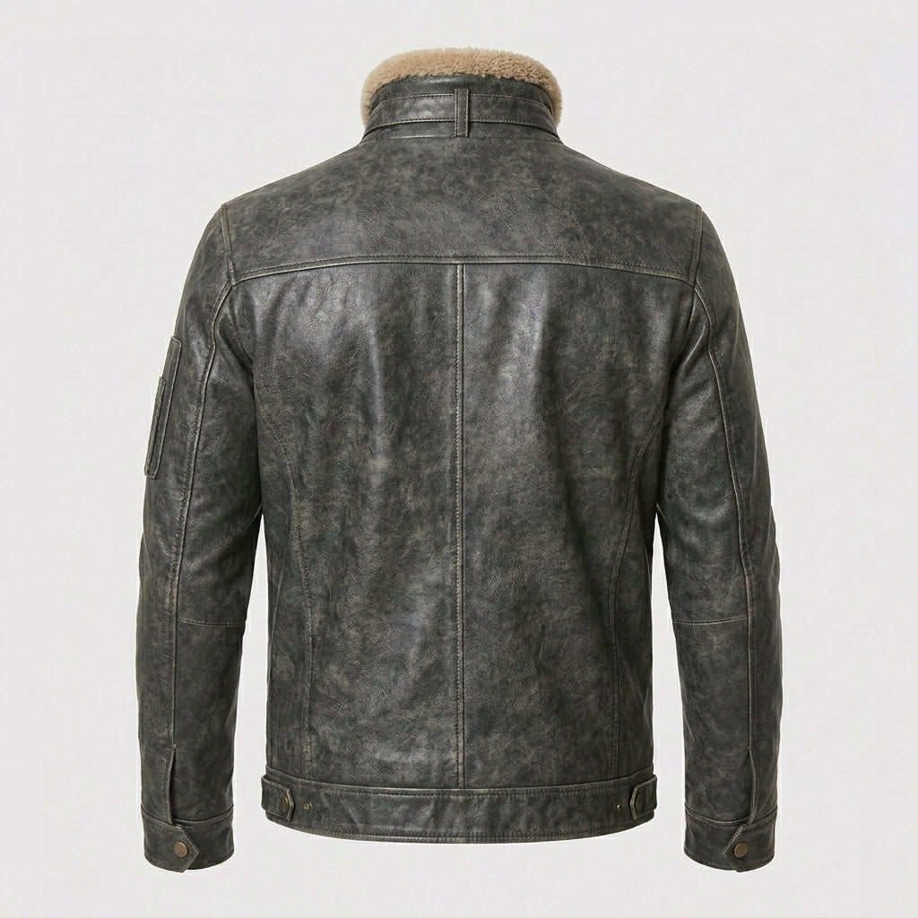 Men’s Air Force Aviator Leather Jacket with Fur Collar