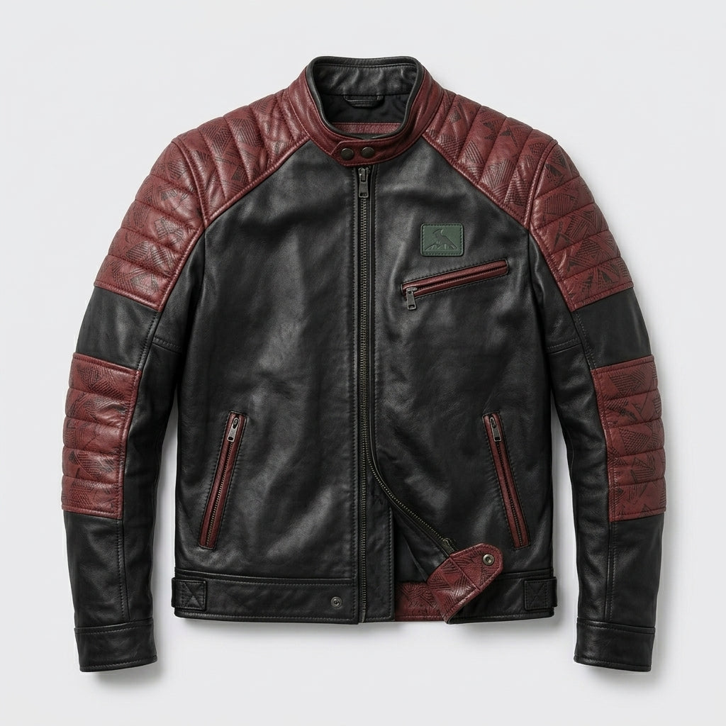 Men’s Black Leather Motorcycle Jacket – Classic Biker Moto Style