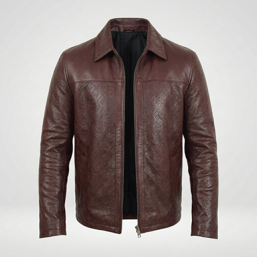 Men’s Classic Relaxed Fit Leather Box Jacket – Timeless Casual Outerwear