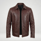 Men’s Classic Relaxed Fit Leather Box Jacket – Timeless Casual Outerwear