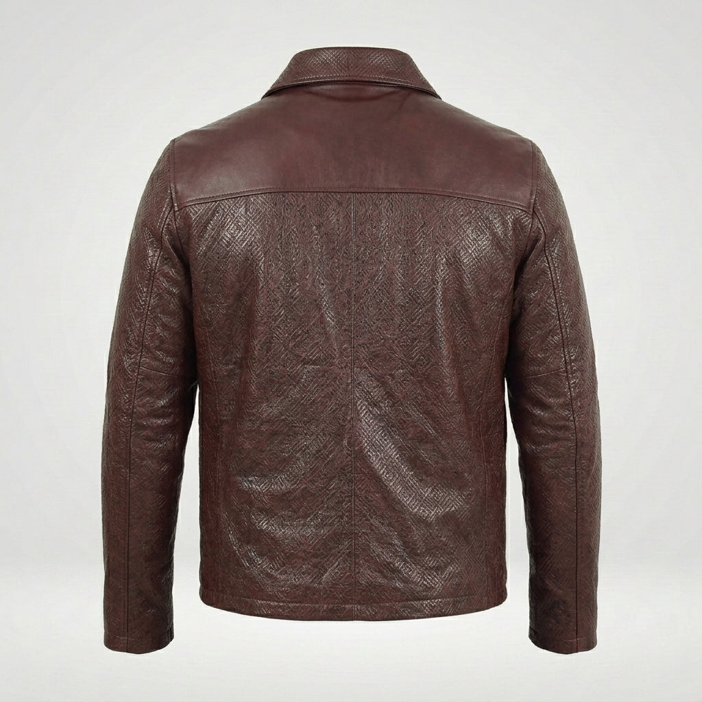 Men’s Classic Relaxed Fit Leather Box Jacket – Timeless Casual Outerwear