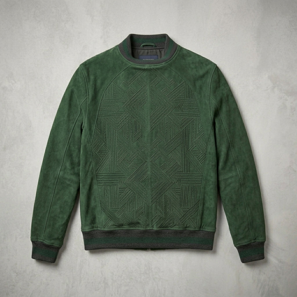 Men’s Stylish Brown Suede Bomber Jacket