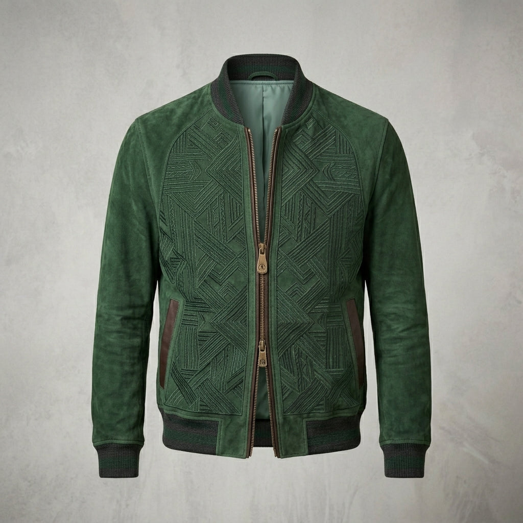 Men’s Stylish Brown Suede Bomber Jacket