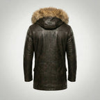 Men’s Vintage Biker Leather Jacket with Hood