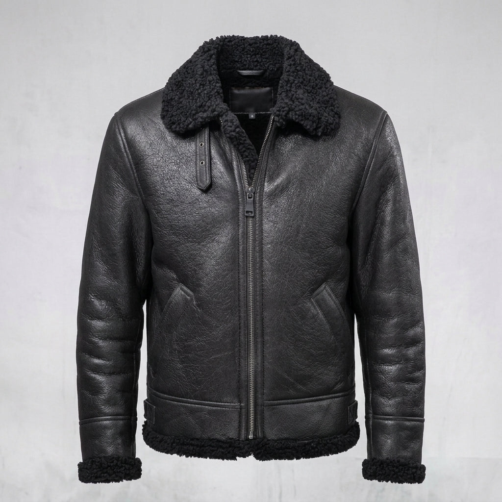 Men’s Black B3 Aviator Shearling Leather Jacket