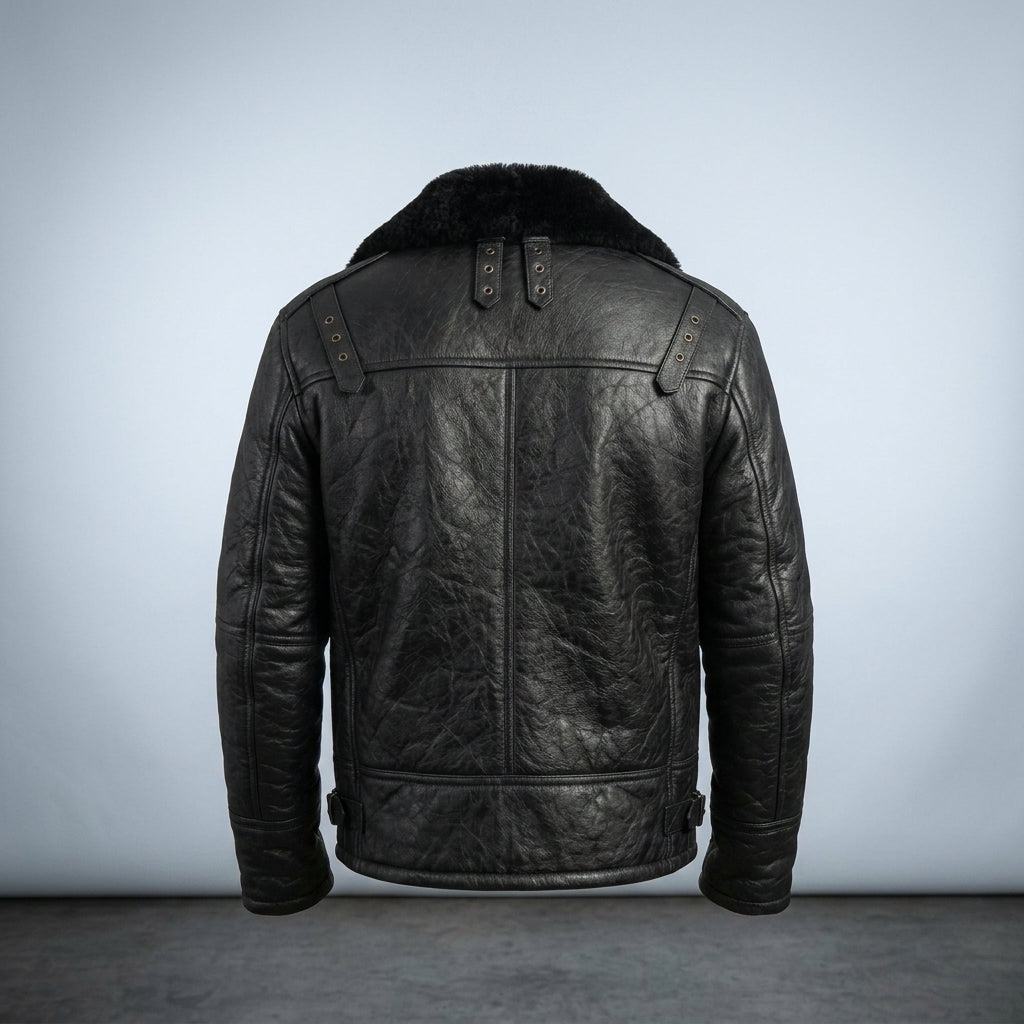 Men’s Aviator Bomber Leather Jacket – Classic Pilot Flight Style
