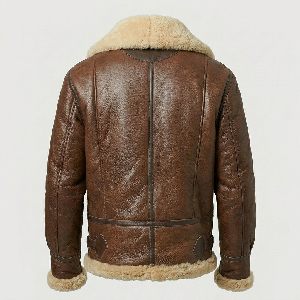 Men’s Shearling Fur Aviator Leather Jacket