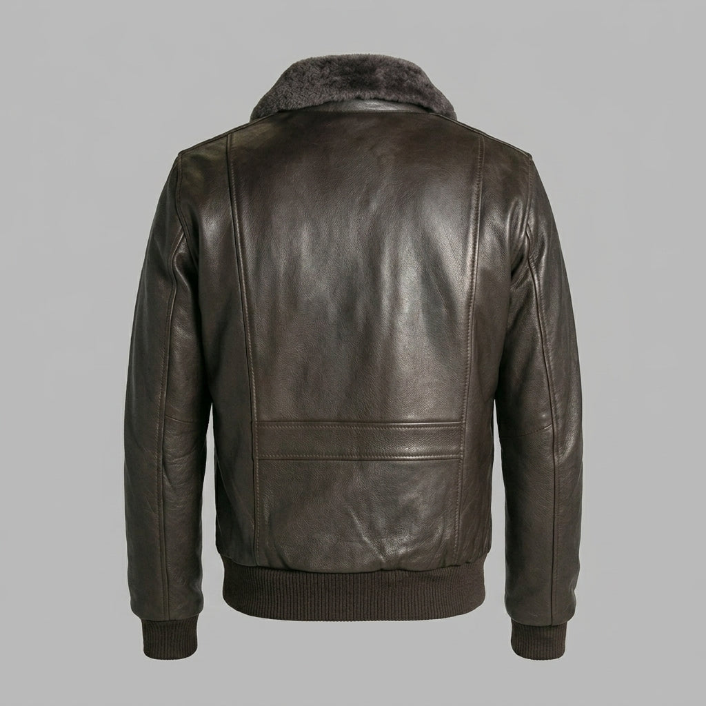 Men’s Custom Premium Brown Cowhide Leather Aviator Bomber Jacket