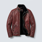 Men’s Maroon Sheepskin Shearling Aviator Jacket