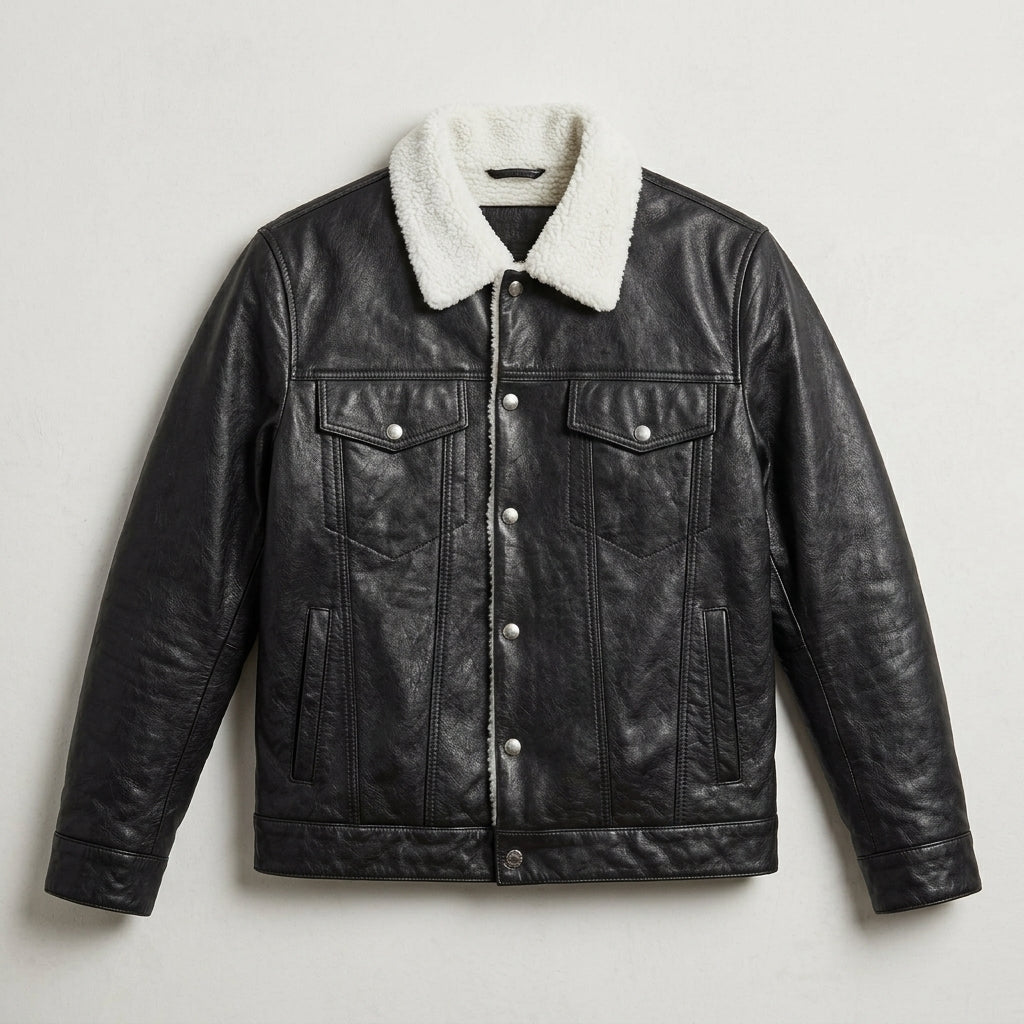 Men’s B3 Aviator Shearling Leather Trucker Jacket – Vintage Flight Style