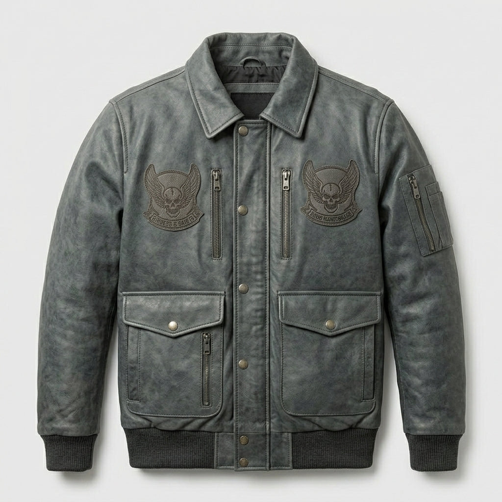 Men’s Slim Fit Black Aviator Pilot Jacket – Modern Flight Bomber Style