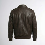 Men’s A2 Leather Aviator Jacket – Winter Flight Bomber Style