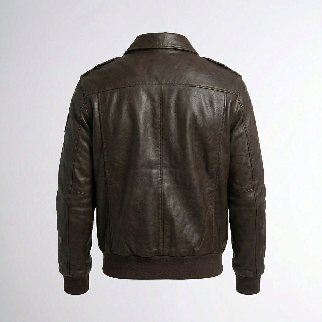 Men’s A2 Leather Aviator Jacket – Winter Flight Bomber Style