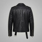 Men’s Black Leather Biker Jacket – Classic Moto Rider Style